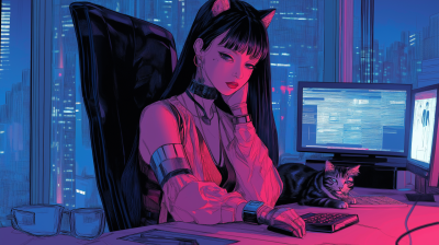 Retro Cyberpunk Anime Girl