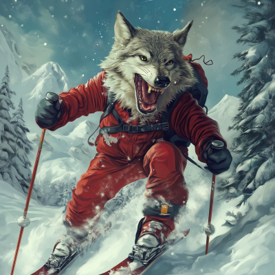 Wolf Eating Skier