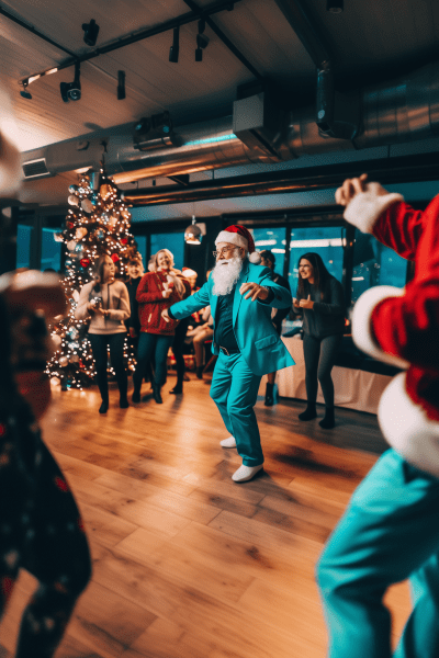 Santa Claus Dancing at a Party