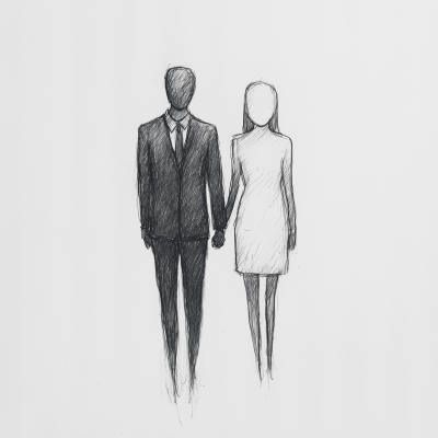 Faceless Couple Holding Hands