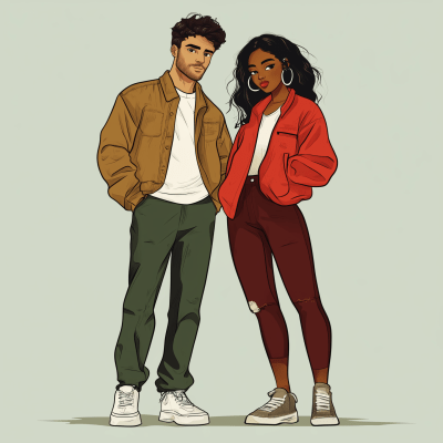 Interracial Couple in Modern Fashion