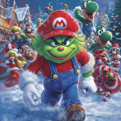 Whimsical Grinch as Super Mario