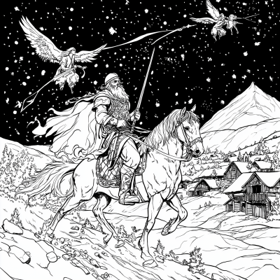 Odin Riding Through the Night Sky
