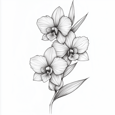 Detailed Orchid Sketch