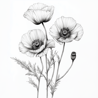 Three Poppy Flowers