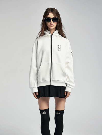 Female Model in Oversized Zip
