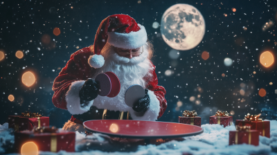 Santa Claus with Ping Pong Rackets