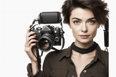 Brunette Girl with Camera