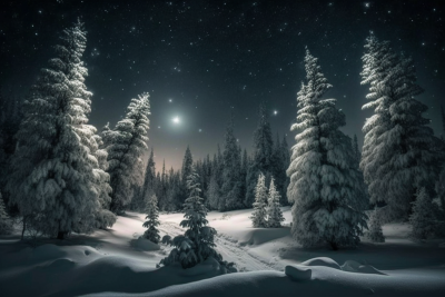 Snowy Night Landscape