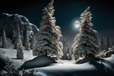 Snowy Night Landscape
