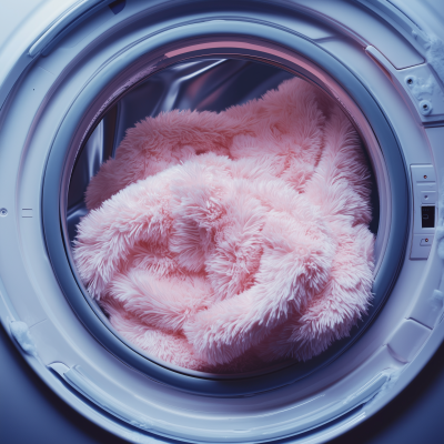 Fluffy Pink Hoodie in Washing Machine