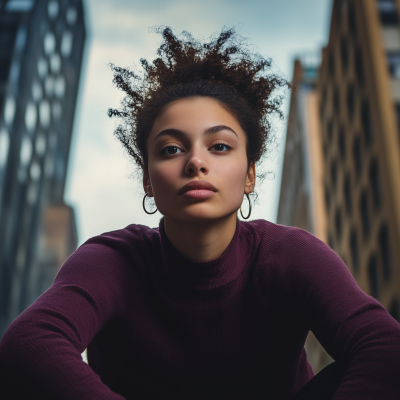 Determined Woman from a Low Angle