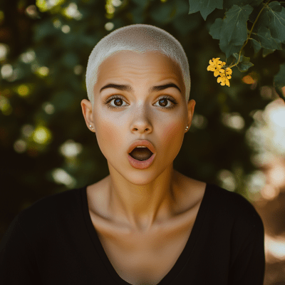 Shocked Woman on Sunny Day