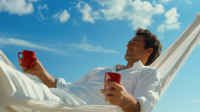 Man Relaxing in a Hammock