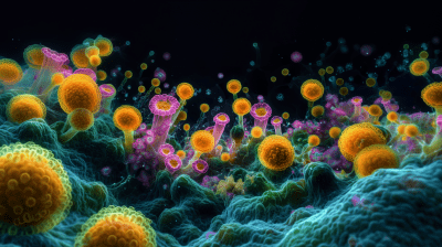 Color Enhanced Microscopic View of Cyanobacteria