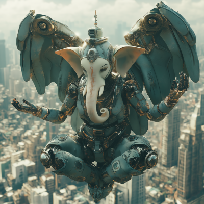 Futuristic Ganesha Robot Angel