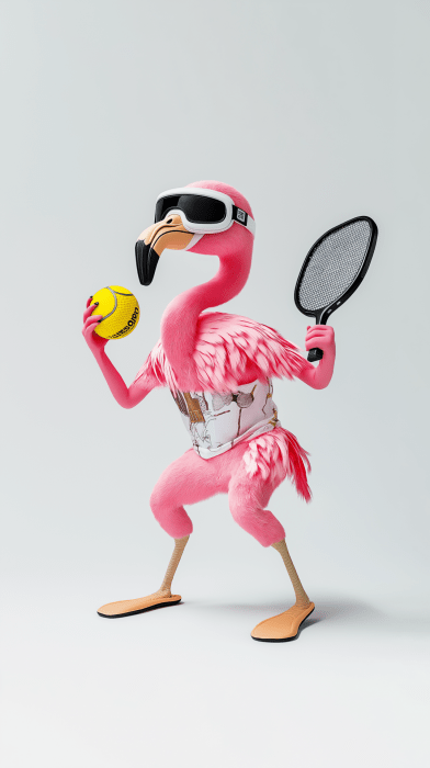 Flamingo Playing Pickleball