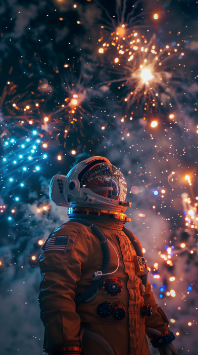 Astronaut at New Year’s Fireworks