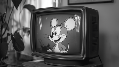 Vintage TV with Cartoon