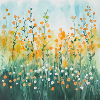 Teal and Copper Wildflowers