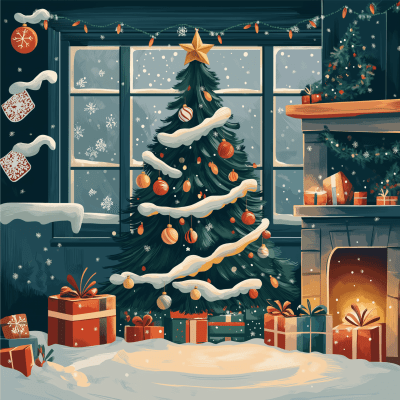 Cozy Christmas Illustration