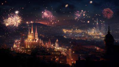 New Year Over Barcelona