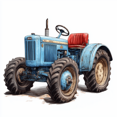 Vintage Blue Tractor