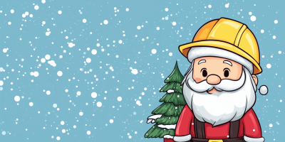 Santa Claus in Safety Helmet