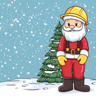 Santa Claus in Safety Gear