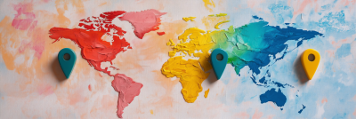 Colorful World Map with Markers