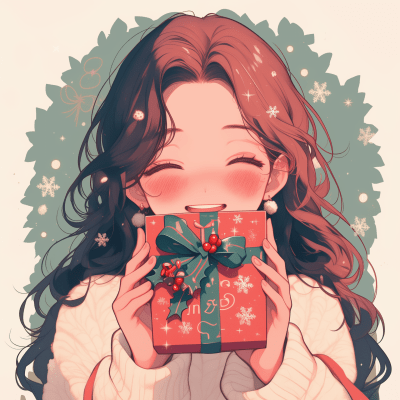 Christmas Girl Holding Present