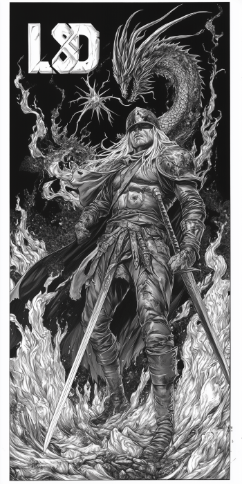 Dark Fantasy Warrior with Dragon