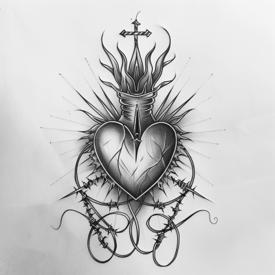 Sacred Heart Tattoo Design