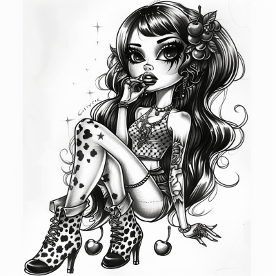 Bratz Doll Tattoo Flash