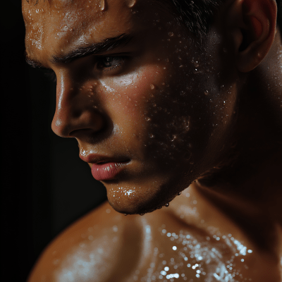 Closeup of a Man Sweating After Workout