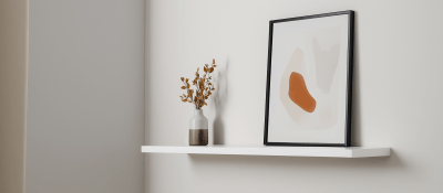 Minimalist Floating Shelf with Abstract Art
