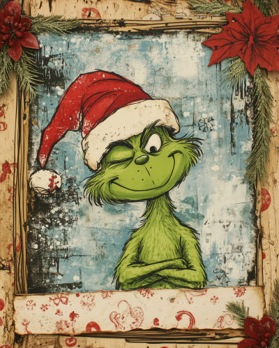 Whimsical Grinch Christmas Card