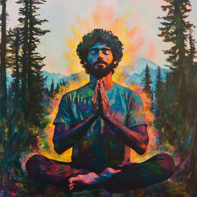 Meditating Man in Nature
