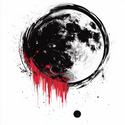 Moon Phase in Trash Polka Art