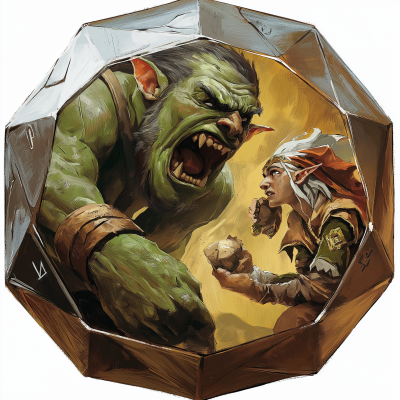 Ogre vs Elf Dice Sticker
