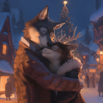 Lovers in a Christmas Village