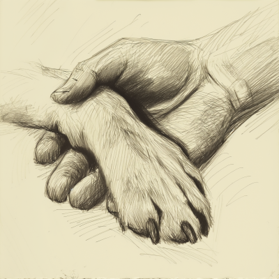 Hand Holding Dog’s Paw