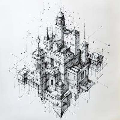 Geometric Castle Sketch