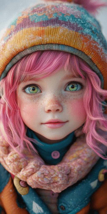 Cheerful Little Girl in Winter Clothes