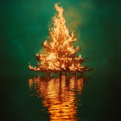 Christmas Tree Fire Reflection