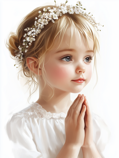 Praying Girl Illustration