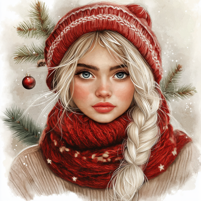 Cozy Christmas Girl