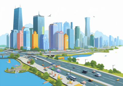 Cartoon City Illustration