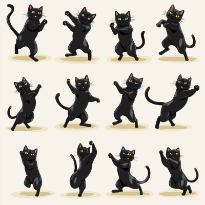Dancing Black Cat Sprite Sheet