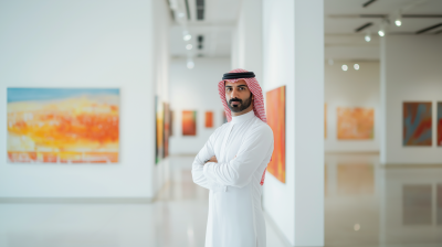 Muslim Businessman in Art Gallery